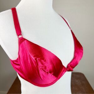 Vintage Victorias Secret Red Satin 90s Push Up Second Skin Bra 34C